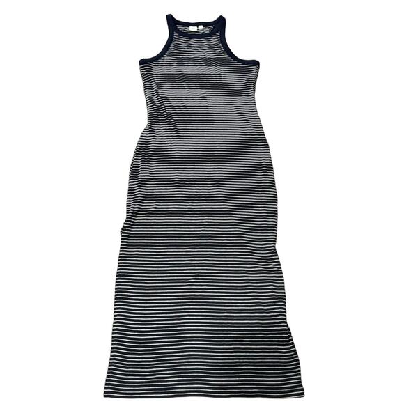 GAP Women's Rib Knit Racerback Maxi Dress Navy White Size M - Picture 2 of 10